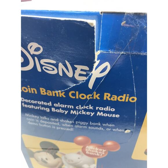 VTG Mickey Mouse Coin Bank‎ AM/FM Clock Radio 2005 Model #518384 New Open Box - Picture 5 of 9